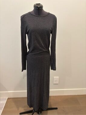 Neuw Long Sleeve Striped Maxi Dress in Charcoal
